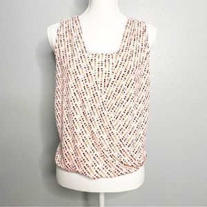 WHBM Sleeveless Stripe Print Surplice Drape Top Size 0